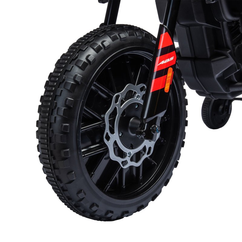 AIYAPLAY 12V Kids Motorcycle, Aprilia Licensed Kids Electric Motorbike with Training Wheels, Spring Suspension, LED Light, Music, USB, Kids Electric Bike for Boys, Girls, Red/Black