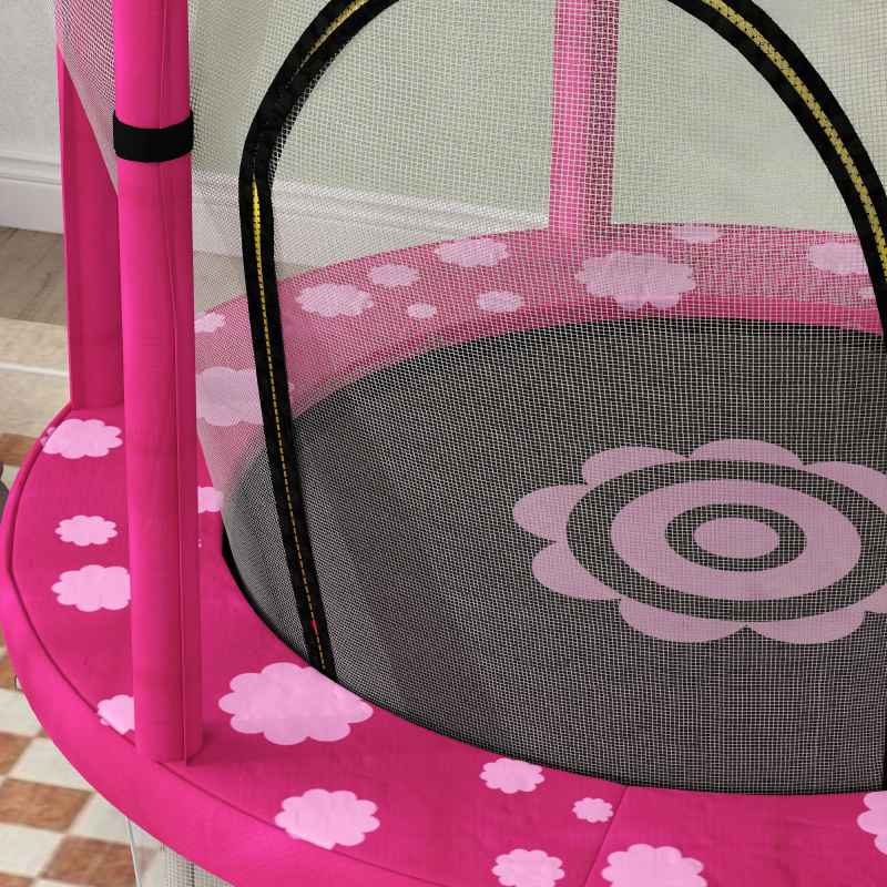 AIYAPLAY 4.6ft Kids Trampoline with Safety Enclosure Net, Recreational Toddler Trampoline for Indoor Outdoor Use, Ages 3-6 Years, Sun Pattern