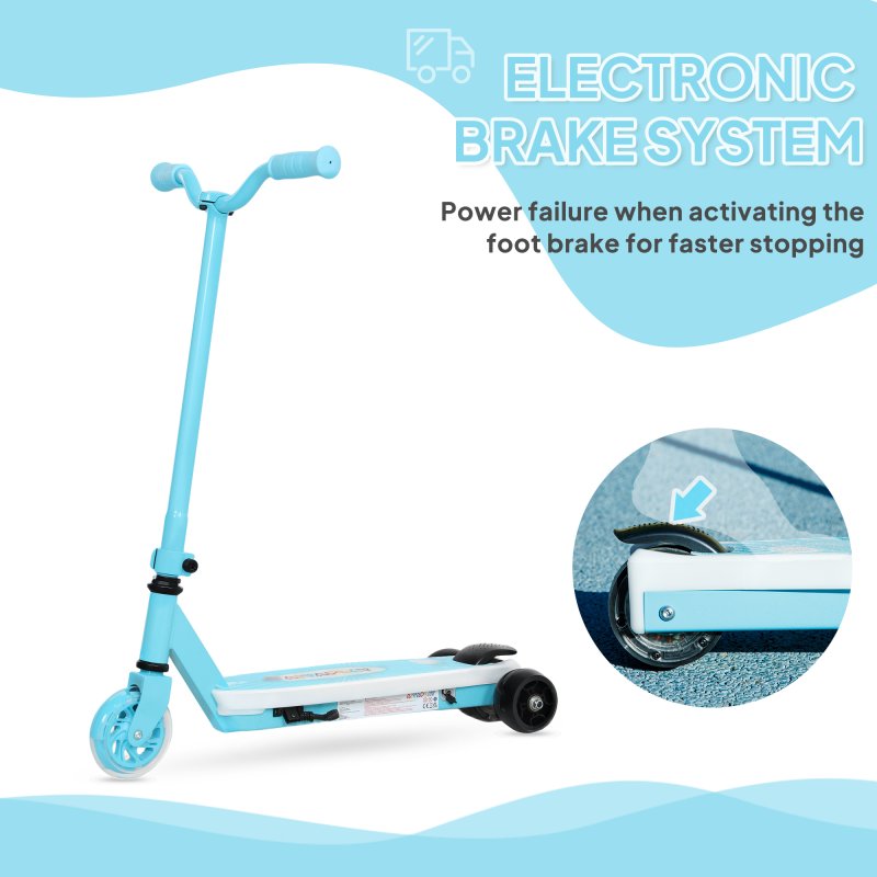 AIYAPLAY Electric Scooter for Kids Ages 4-7, with Auxiliary Rear Wheels, Flashing LED Light and Electric Brake, Kids Electric Scooter for Boys Girls, 6 KM/H & 8 KM, Blue