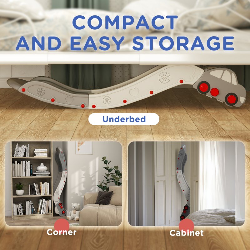 AIYAPLAY Kids Slide, Indoor Toddler Sofa Slide with Extended Length for Bed, Stairs, Easy to Assemble and Store, Grey