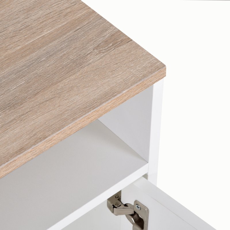 HOMCOM TV Stand Cabinet up to 50", Modern TV Unit with Storage, Open Shelves and Cable Management for Living Room, Bedroom, White