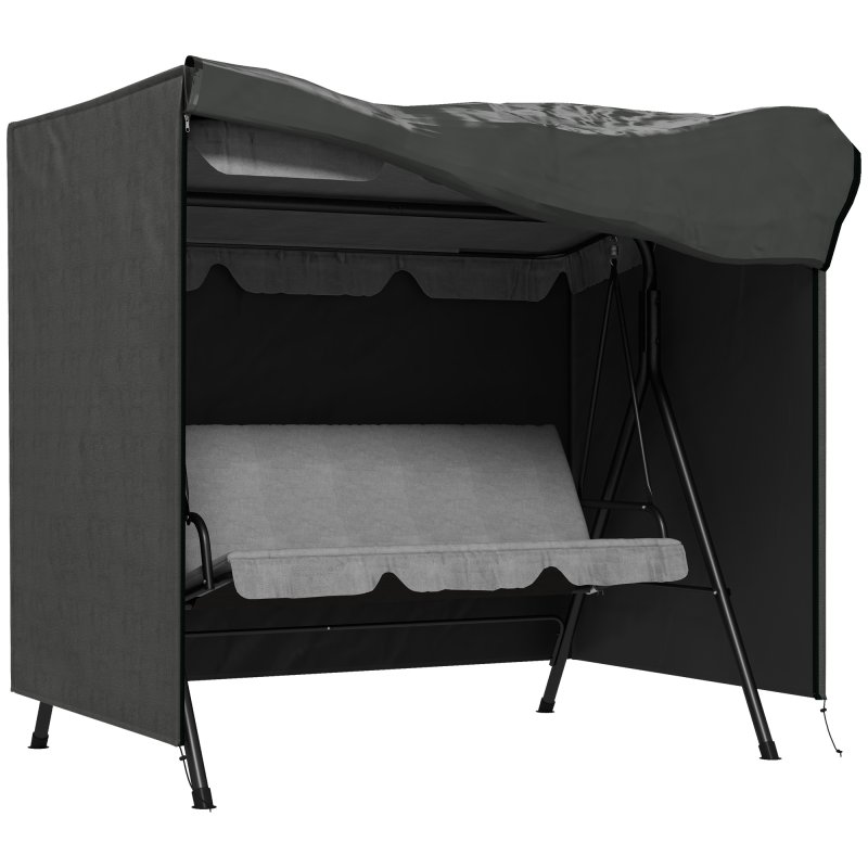 Outsunny 3 Seater 600D Oxford Patio Swing Chair Cover Outdoor Garden Furniture Rain Protection Protector Waterproof Anti-UV, 177 x 114 x 152cm, Dark Grey