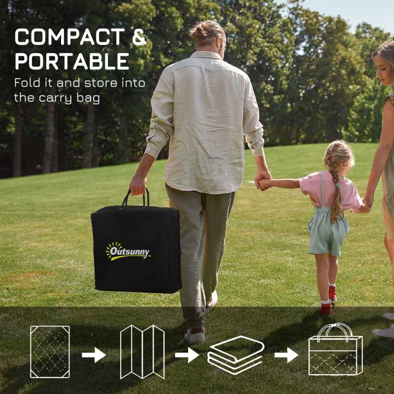 Outsunny Reversible Outdoor Rug with Carry Bag, Waterproof Plastic Straw Mat for Garden, Deck, RV, Picnic, Beach, Camping, 182 x 274cm, Blue and Cream