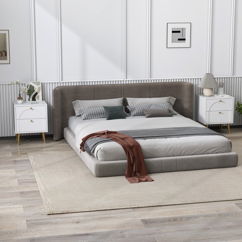 HOMCOM Bedside Table Set of 2, Modern Bedside Cabinets with 2 Drawers and Steel Legs, Side Tables for Living Room, Bedroom, 40 x 35 x 50 cm, White