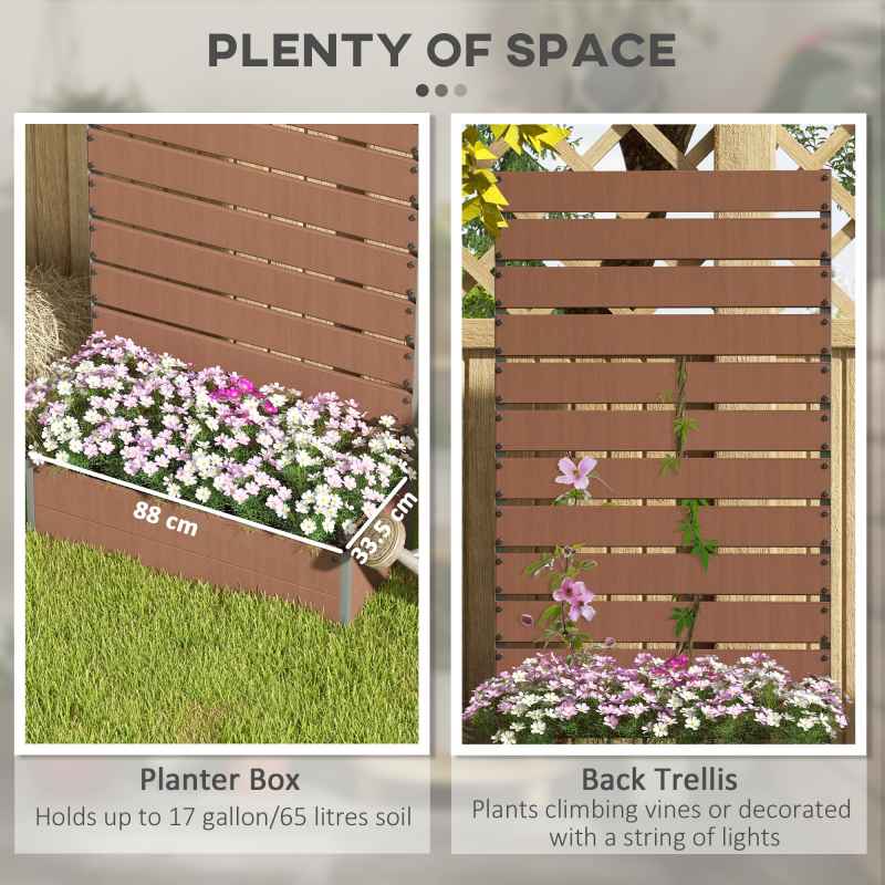 Outsunny Garden Planter with Trellis for Climbing Plants, Vines, Flowers, Freestanding Raised Bed for Garden, Outdoor, Patio, Planter Box with Drainage Gap, Light Brown