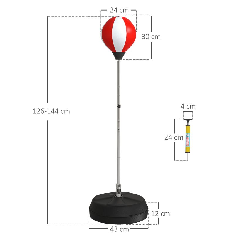 HOMCOM Punching Bag with Stand, Freestanding Boxing Set, Speed Bag with Speedball, 126-144cm Adjustable Height, Red