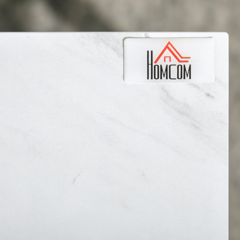 HOMCOM Modern Coffee Table Set of Two, Marble-Effect Nesting Side Tables with Steel Frame for Living Room