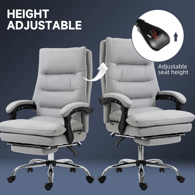 Vinsetto Office Chair with Footrest, Double Padding Ergonomic Desk Chair with 6-Point Vibration Massage and Back Heating, Microfibre Fabric with 135° Reclining Back, Grey