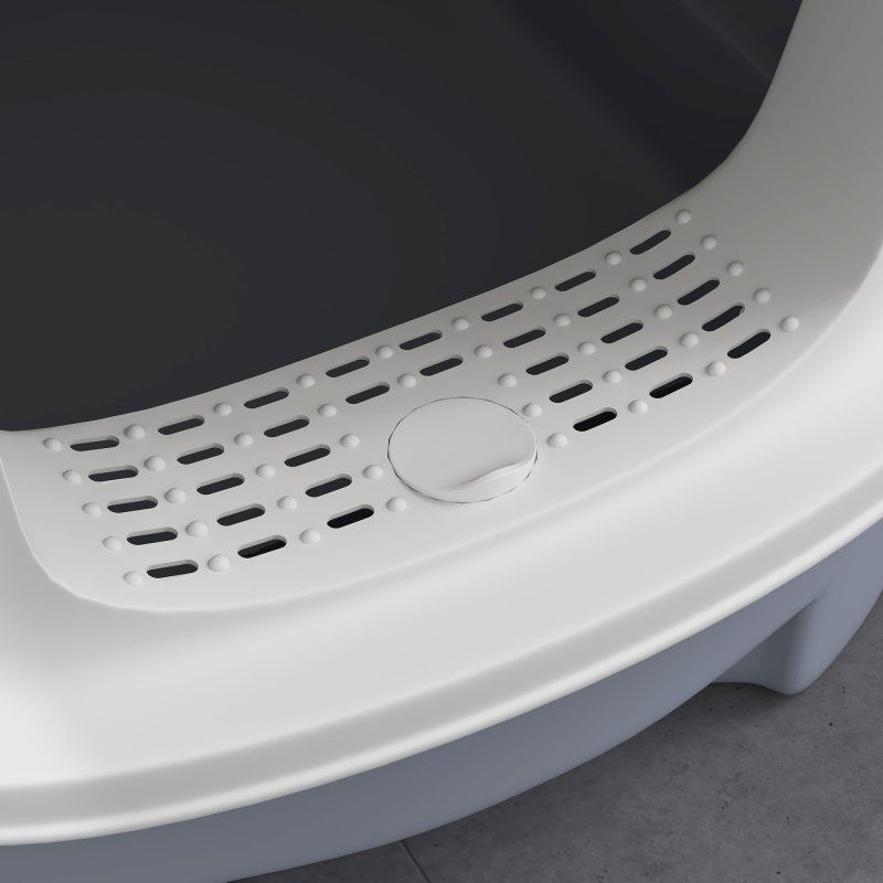 PawHut Cat Litter Box with Lid, Hooded Cat Litter Tray with Scoop, Deodorisation Bags, Top Entry, Cat Toilet with Drawer Pan, Grey