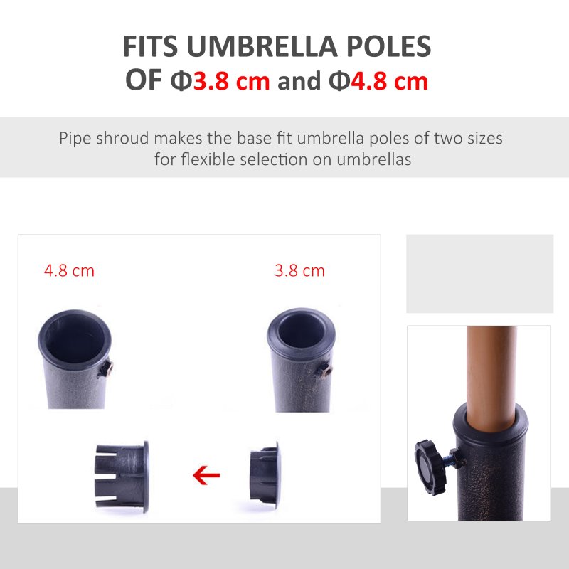 Outsunny 13kg Garden Parasol Base, Round Resin Umbrella Stand Holder, Heavy Duty Parasol Stand for 38mm or 48mm Outdoor Umbrella Poles, Bronze Tone
