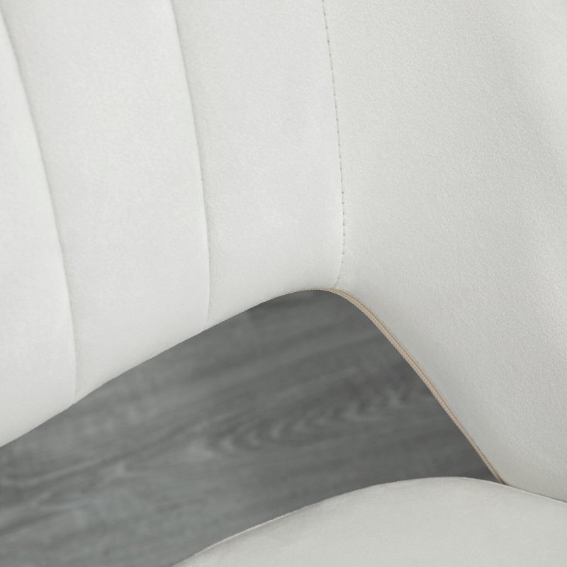 Vinsetto Mid Back Office Chair, Velvet Fabric Swivel Scallop Shape Computer Desk Chair for Home Study Bedroom, Cream White