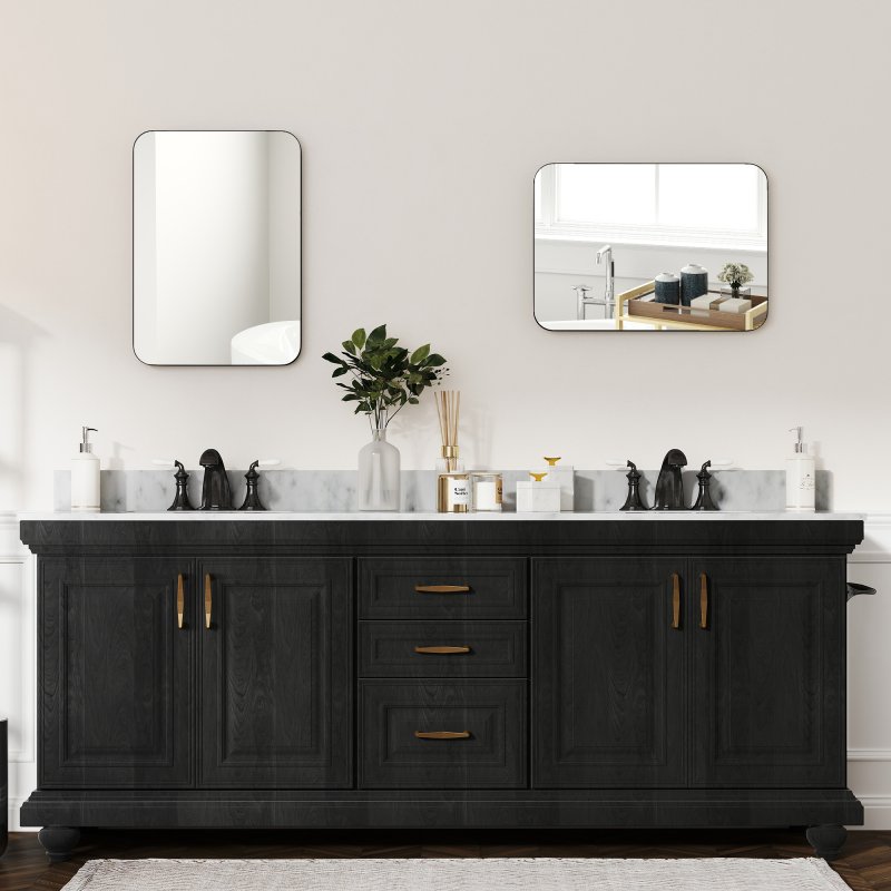 HOMCOM Rectangle Bathroom Mirror, 50 x 70cm Metal Framed Wall Mirror, Decorative Mirror for Bedroom, Living Room, Entryway, Black