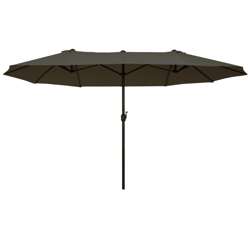 Outsunny 4.6m Large Garden Parasol Double-Sided Sun Umbrella Patio Market Canopy Shade Outdoor Grey - NO BASE