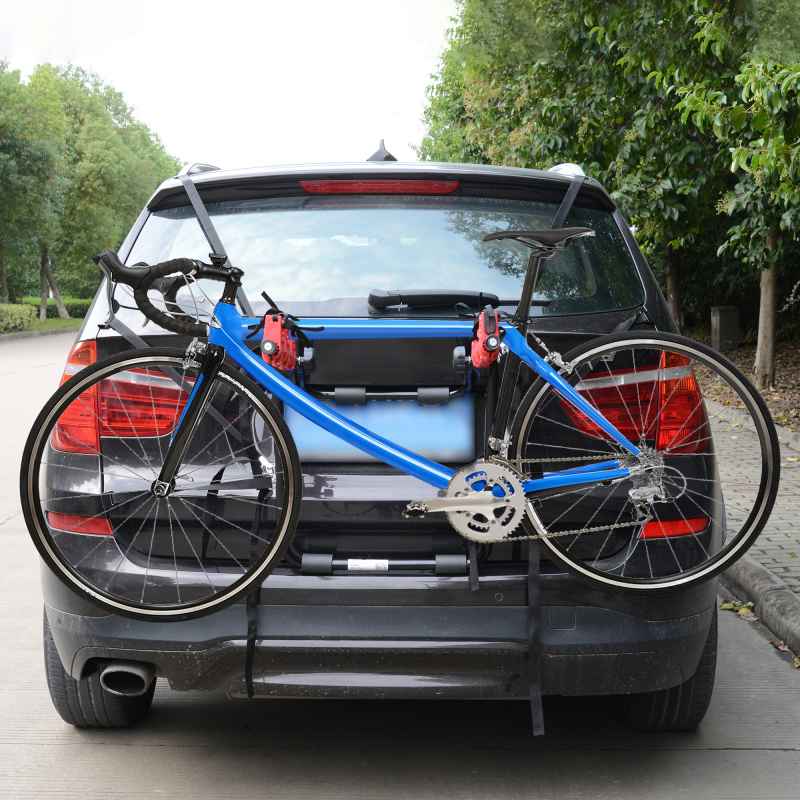 HOMCOM Foldable 3 Bike Carrier Rear Hitch Mount Bicycle Rack W/ Straps Car Trunk SUV Travel Transit