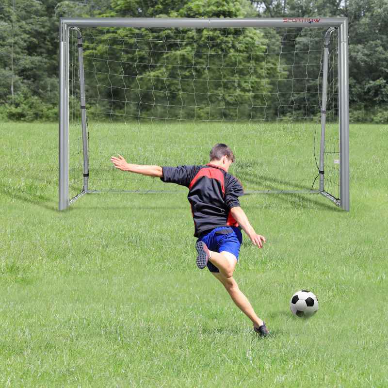 SPORTNOW 8ft x 5ft Football Goal, Football Net for Garden, Training Goal with Ground Stakes, Steel Frame
