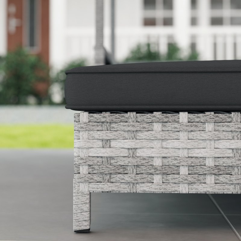 PawHut Rattan Dog House, Extendable Outdoor Wicker Dog Bed w/ Water-Resistant Roof, Removable Cushion, for Small and Medium Dogs - Charcoal Grey