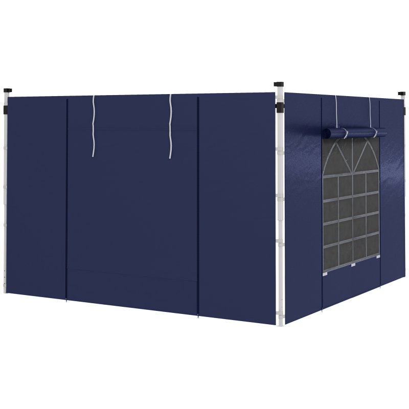 Outsunny Gazebo Side Panels with Windows and Doors, for 3x3(m) or 3x6m Pop Up Gazebo, 2 Pack Sides Replacement, Blue
