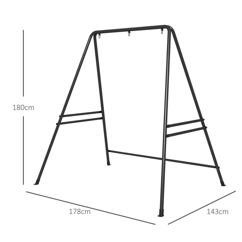 Outsunny Hammock Chair Stand, Hanging Heavy Duty Metal Frame Hammock Stand for Hanging Hammock Air Porch Swing Chair, Egg Chair, Indoor & Outdoor Use, Black