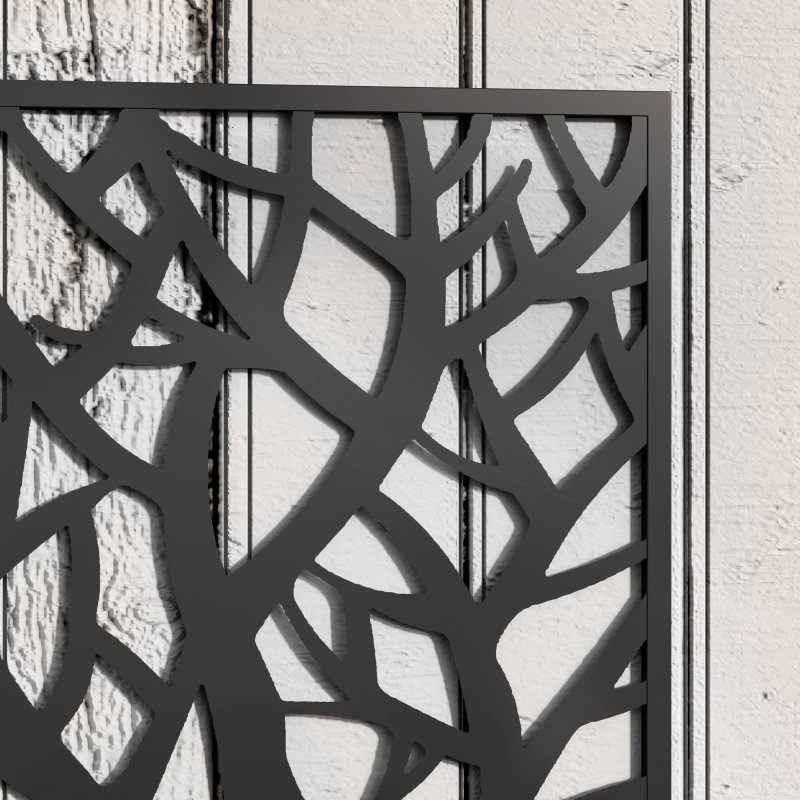 Outsunny Metal Garden Bed with Trellis, Wall Mounted or Freestanding Raised Planter with Privacy Panel, Two Big Trees Cut-out Privacy Screen with Planter Box for Climbing Plants, Flowers, Vegetables