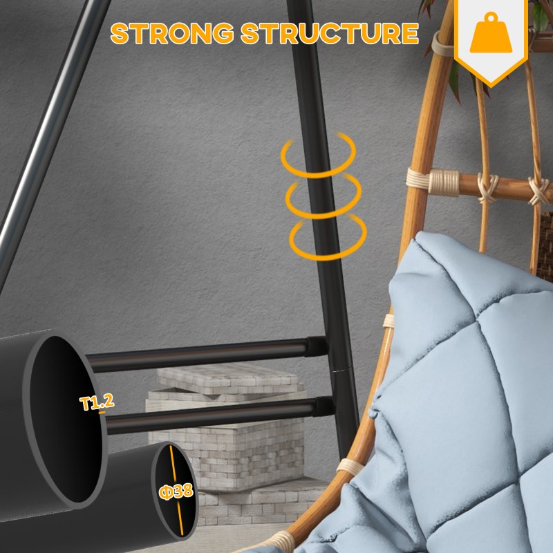 Outsunny Hammock Chair Stand, Hanging Heavy Duty Metal Frame Hammock Stand for Hanging Hammock Air Porch Swing Chair, Egg Chair, Indoor & Outdoor Use, Black