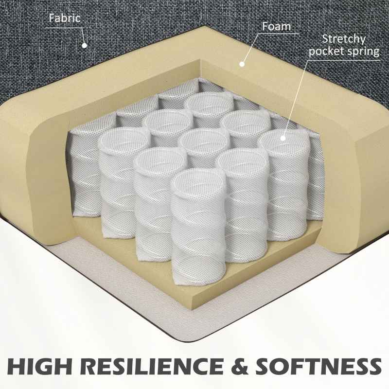 HOMCOM 2 Seater Sofa, Fabric Sofa Couch with Nailhead Trim Rolled Arm and Slatted Wood Frame, Upholstered Loveseat Settee for Living Room, Bedroom, Home Office