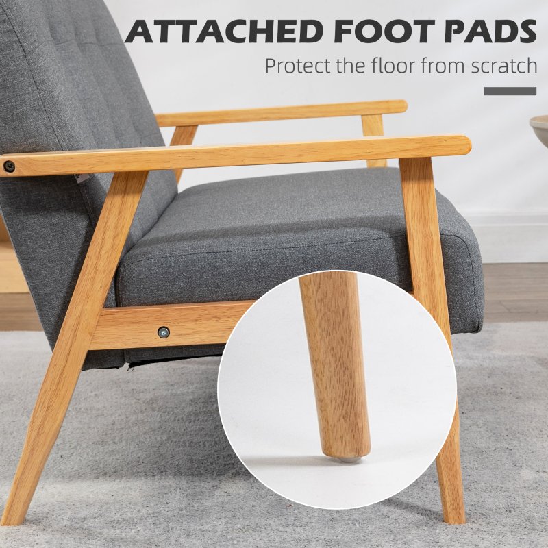 HOMCOM 2 Seater Sofa Modern Linen Fabric Upholstery Tufted Couch with Rubberwood Legs for Living Room and Kitchen