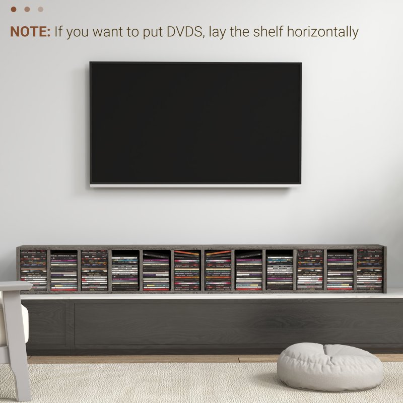 HOMCOM 204 CD Media Display Shelf Unit Set of 2 Blu-Ray Tower Rack w/ Adjustable Shelves Bookcase Storage Organiser, Mocha Wood Effect