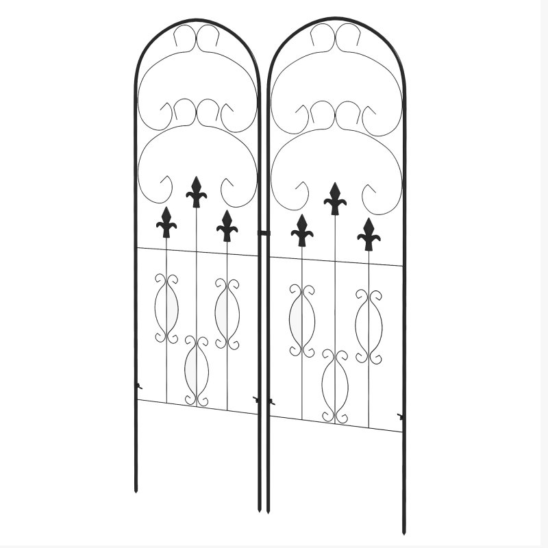 Outsunny Set of 2 Garden Trellis, Metal Trellis for Climbing Plants Support Frames, 45 x 150cm, Scrolls Design
