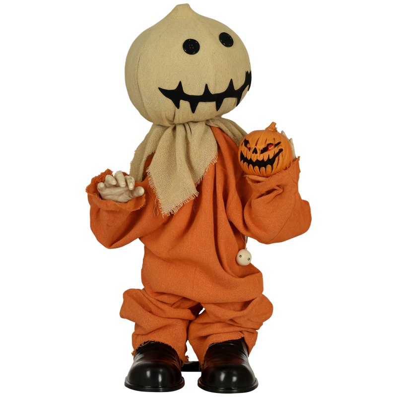 HOMCOM 77cm Outdoor Halloween Decoration Scarecrow, Standing Scarecrow Prop Life Size with Sound and Motion Activated, Light Up Eyes, Howling Sound, Posable Arms, Moving Hands