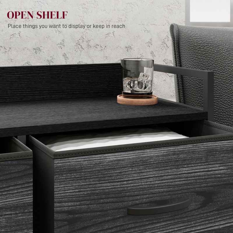 HOMCOM Bedroom Chest of Drawers, Fabric Dresser with 6 Drawers, Storage Organiser Unit with Open Shelf and Metal Frame for Living Room, Entryway