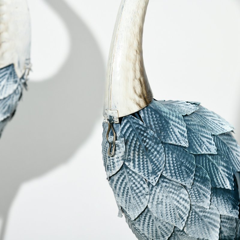 Outsunny Crane Garden Ornaments, 2 PCS Steel Garden Statue Set Gifts, Water and Rust Resistant Sculptures for Patio Pond Landscape Decoration, Multi-Colour