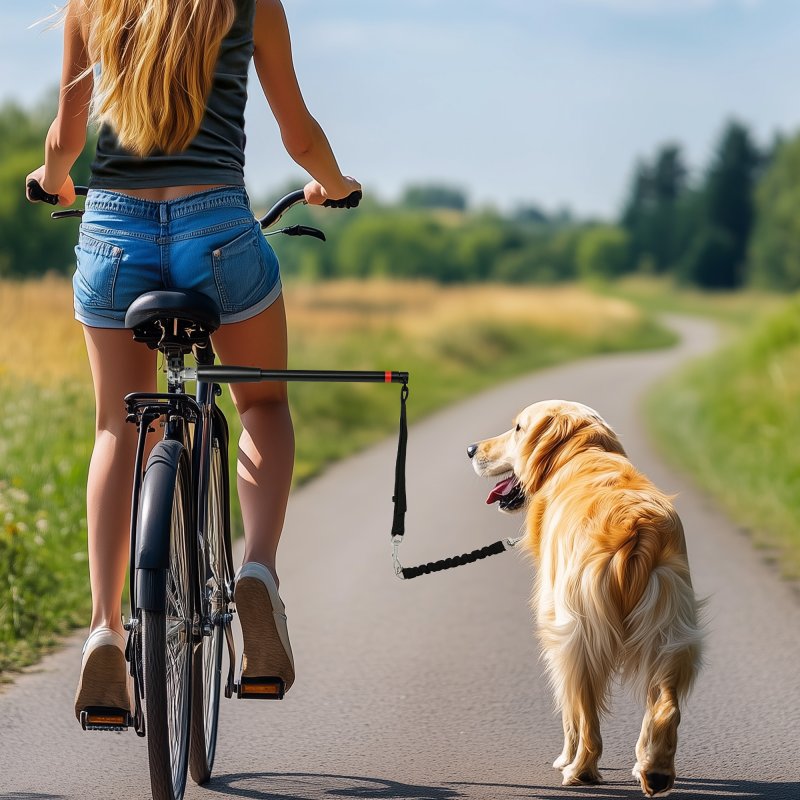 PawHut Dog Lead for Bicycle, Dog Bicycle Exerciser Leash Easy Installation Removable, Hands Free Dog Bike Leash for Cycling, Training, Jogging, Black