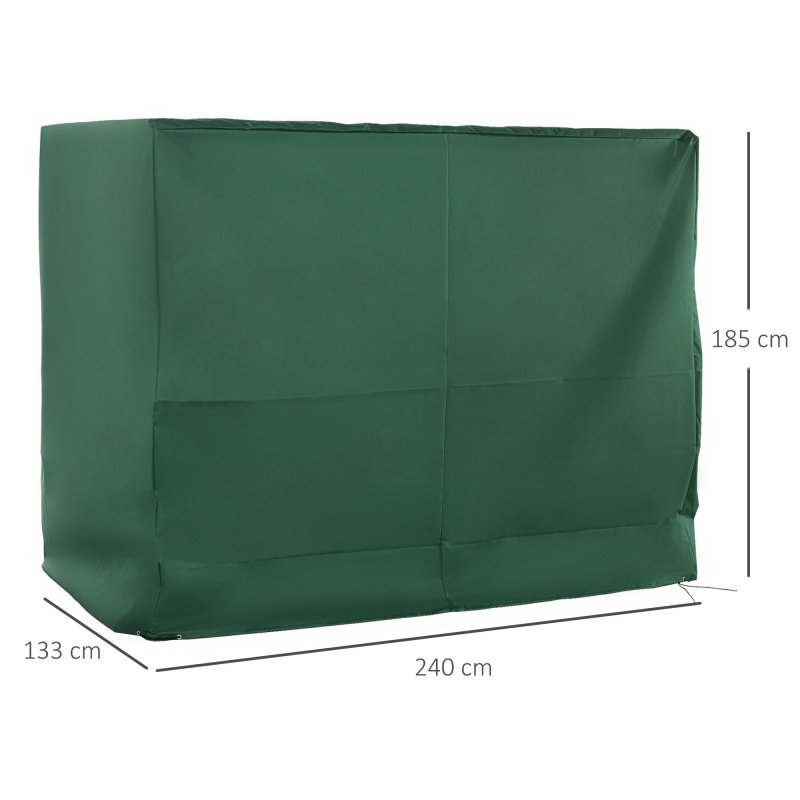 Outsunny Oxford Patio 3-seater Swing Chair Cover Outdoor Garden Furniture Rain Protection Protector Waterproof Anti-UV, 240L x 133W x 185H cm, Green
