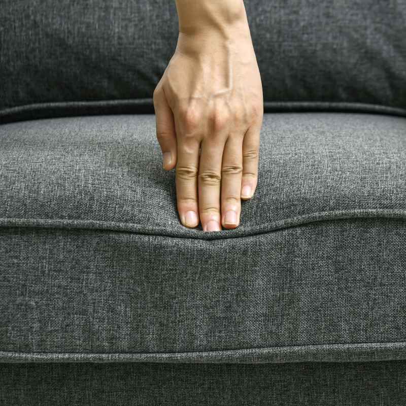 HOMCOM Fabric Accent Chair with Nailhead Trim Rolled Arms and Slatted Wood Frame, Upholstered Lounge Chair for Living Room, Bedroom, Home Office