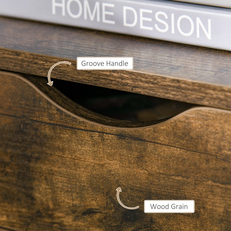 HOMCOM Industrial Side Table with Drawer, Sofa Table, Bedside Cabinet with Storage Shelf, Slim Nightstand for Living Room, Bedroom