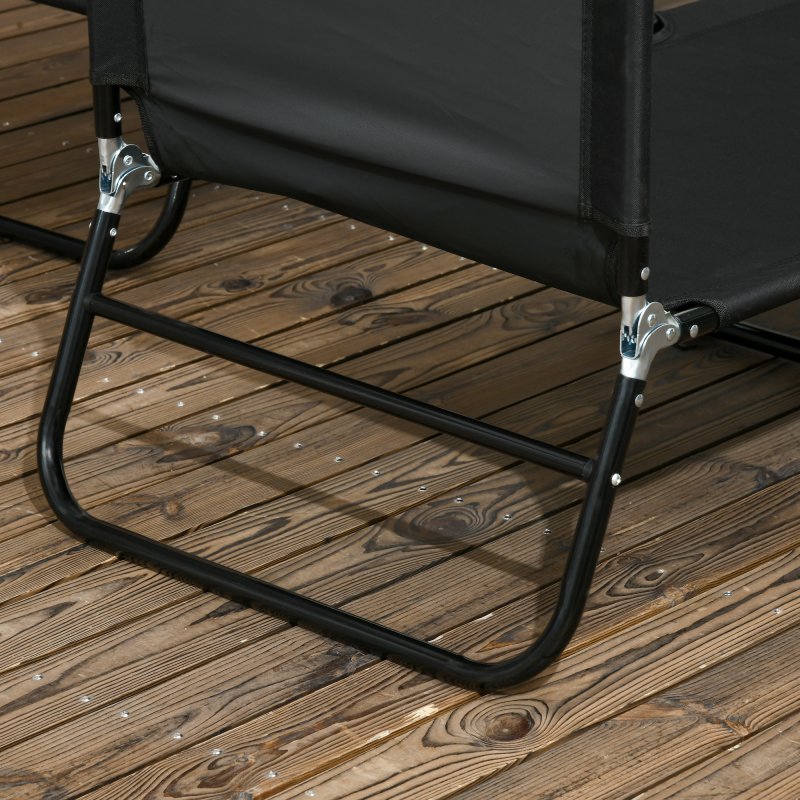 Outsunny Folding Sun Loungers Set of 2, Outdoor Day Bed with 5-Position Adjustable Backrest, Portable Recliner Garden Chairs with Breathable Mesh for Beach, Patio, Black