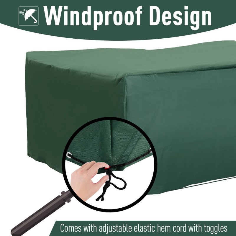 Outsunny Outdoor Garden Furniture Cover Waterproof, Anti-UV 600D Heavy Duty Oxford Fabric Patio Furniture Cover for Rectangular Sofa Table Set, Green, 205 x 145 x 70 cm