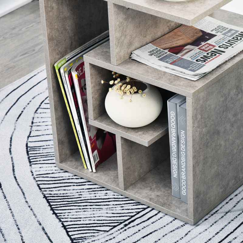 HOMCOM Side Table, 3 Tier End Table with Open Storage Shelves for Living Room, Bedroom
