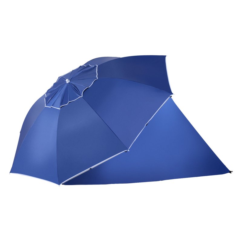 Outsunny 2m UV Protection Fishing Beach Umbrella Brolly Shelter w/ Side Panel Tent Blue