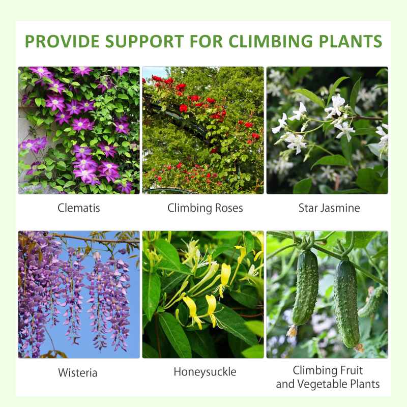 Outsunny Set of 2 Garden Trellis, Metal Trellis for Climbing Plants Support Frames, 50 x 180cm, Grid Design