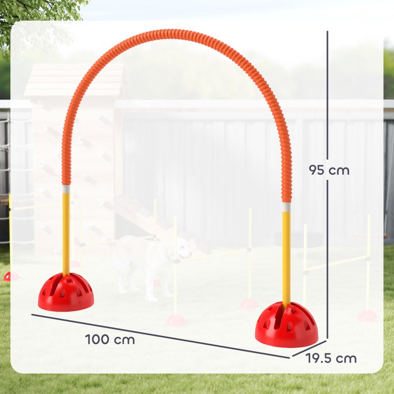 PawHut 4 Piece Dog Agility Training Equipment with 4 Adjustable Width Doors, Carry Bag, Easy to Assemble, Dog Obstacle Course for Garden, Orange