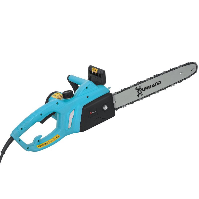 DURHAND Aluminium Chainsaw with Double Brake Protection and Blade Cover, 2000 W, 40 cm, for Wood, Trees and Branches, Blue
