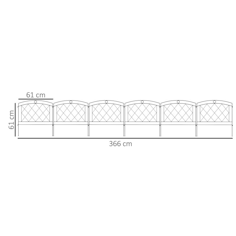 Outsunny Decoration Garden Fence, 24in x 12ft Outdoor Picket Fence Panels, 6PCs Rustproof Metal Wire Landscape Flower Bed Border Edging Animal Barrier, Black