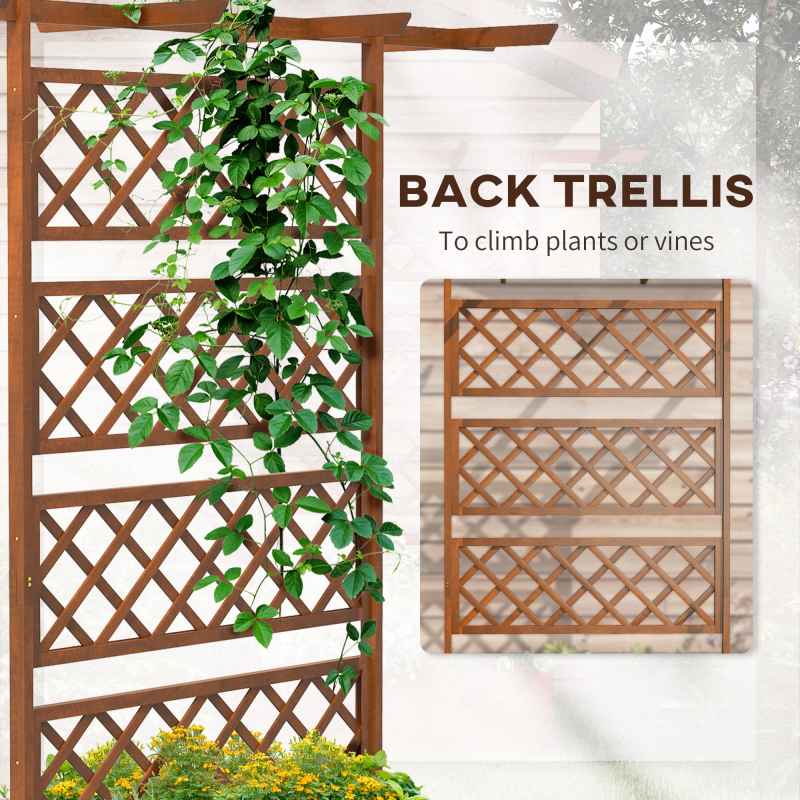 Outsunny Wood Planter with Trellis, Raised Garden Bed Privacy Screen Planter Box to Grow Vegetables, Herbs and Flowers for Garden, Patio, Deck, Orange