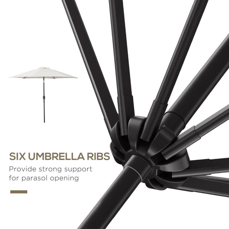Outsunny 2.6M Garden Parasol Umbrella with Tilt and Crank, Outdoor Sun Parasol Sunshade Shelter with Aluminium Frame, Grey