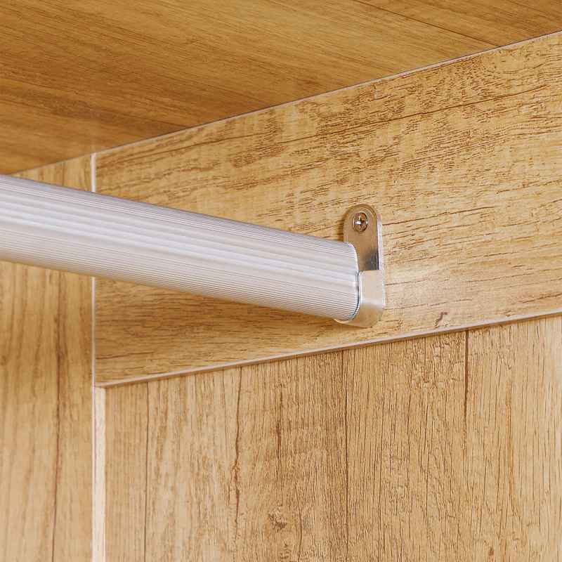 HOMCOM 2 Door Wardrobe, Modern Wardrobe with 2 Drawers and Hanging Rail for Bedroom, Flats, Natural