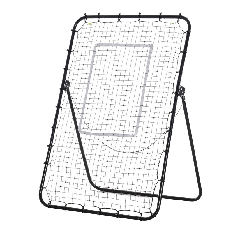 HOMCOM Foldable Football Rebounder Net, Large Football Goal Training Aid Soccer Kickback Target Zone Goal Play Adjustable Angles for  Kids & Adult Black