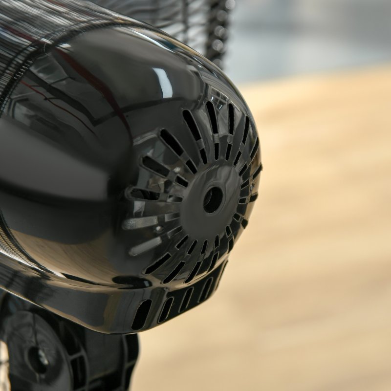 HOMCOM 18" Pedestal Fan with Sleep Mode, Oscillating Standing Fan with 3 Modes, Remote Control, Floor Fan with Adjustable Height, 3 Speed, 7.5-Hour Timer, Black