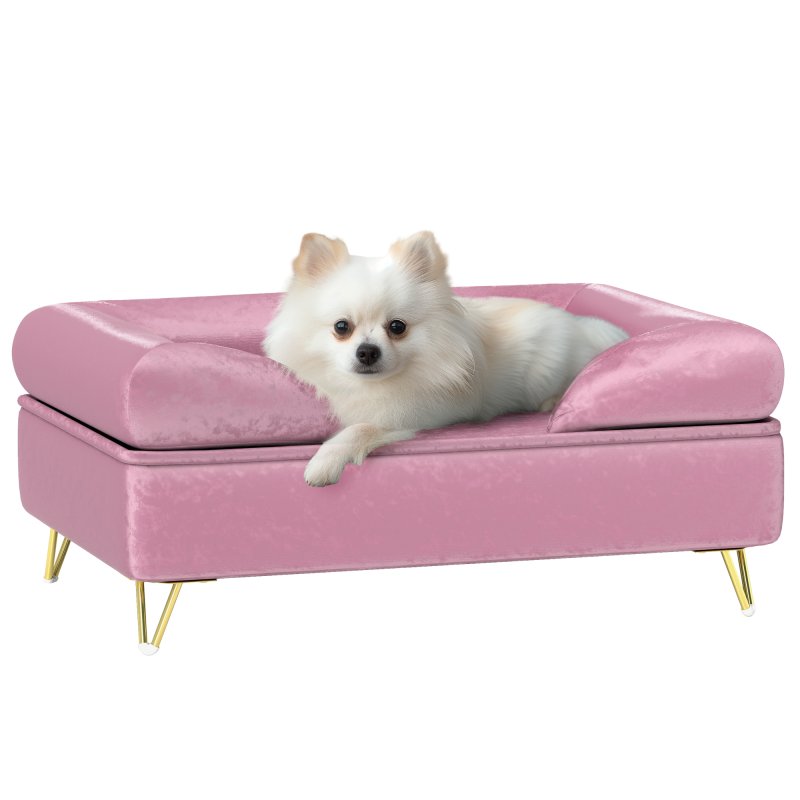 PawHut Dog Sofa Pet Couch Cat Chair with Removable Backrest, Soft Cushion, Washable Cover, for Small and Medium Sized Dogs, Pink