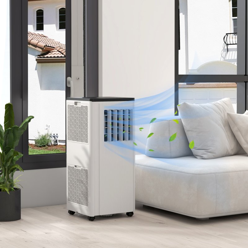 HOMCOM 7000 BTU Air Conditioning Unit, Smart Home WiFi App Compatible, 3-in-1 Portable Air Conditioner, Dehumidifier, Cooling Fan with 24H Timer, Remote, LED Display, 2 Speeds, Window Kit, 15m²